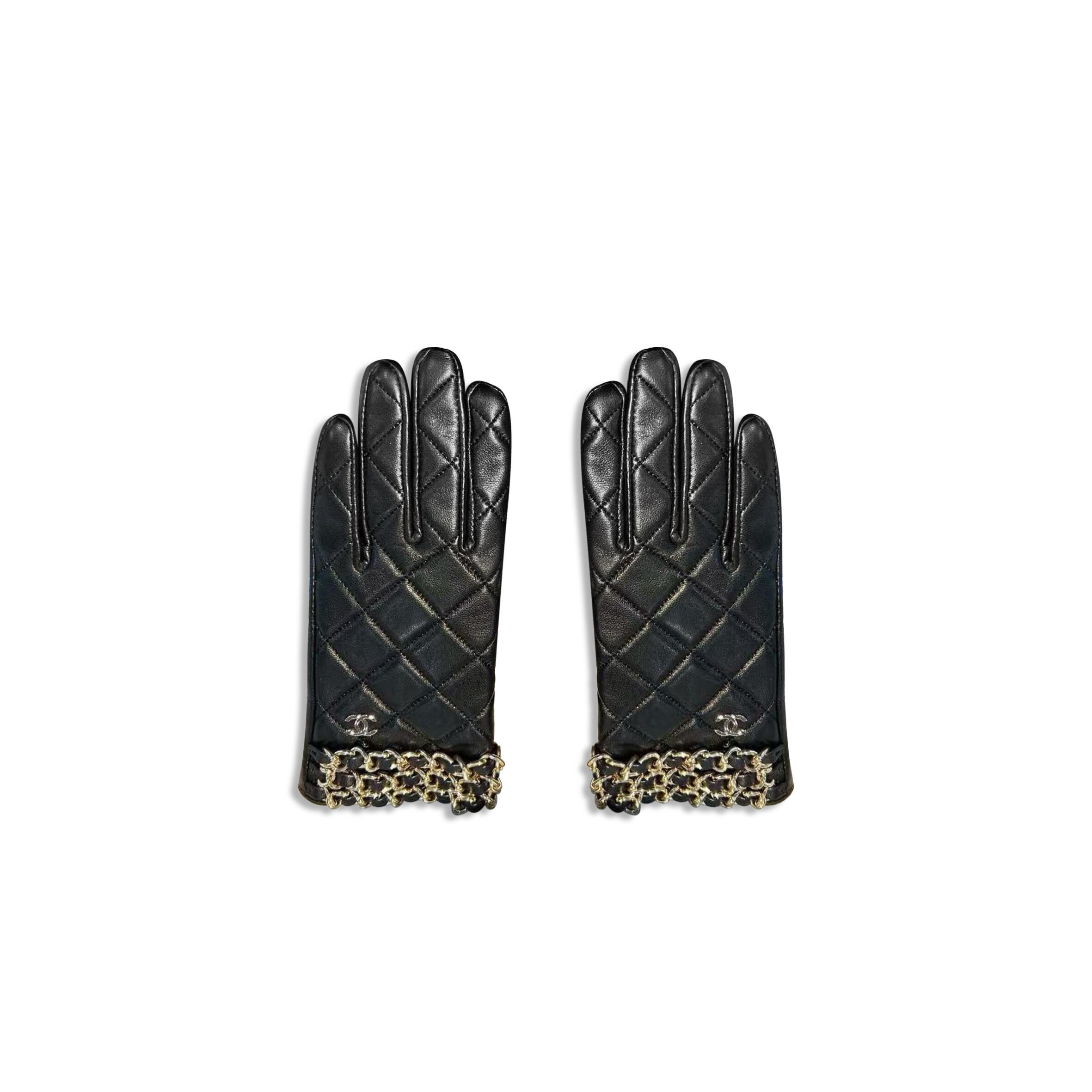 CHANEL QUILTED LEATHER CHAIN GLOVES